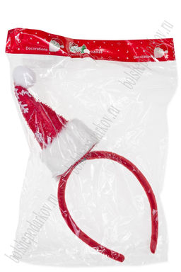 Новогодний ободок 23 см "Колпак" (SF-1708) красный