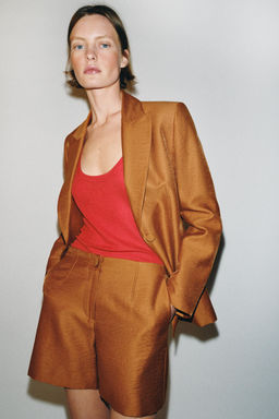 SHORTS CON LINO BOT?N FORRADO / Curry - Zara фото 4