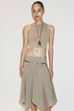 STRIPED ASYMMETRIC BELT MIDI SKIRT - Zara фото 7