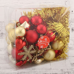 Ёлочные игрушки Праздник, новогодние, набор 50 шт.: наконечник, мишура бусы, игрушки - Зимнее волшебство фото 2