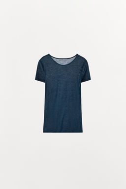 CAMISETA LISA MEZCLA LANA / Azul - Zara фото 5