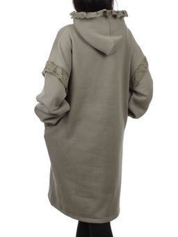 2247 GRAY GREEN Толстовка-платье женская (85% хлопок, 10% полиэстер, 5% спандекс) - Fashion фото 6