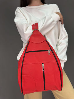 Рюкзак sefaro ZTT-888 из телячьей кожи красный 24×34×15 см  фото 4