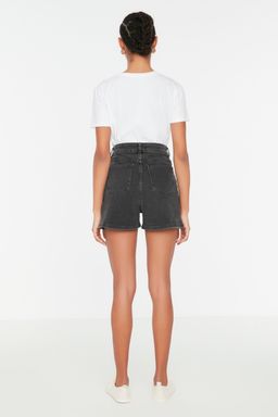 Antrasit More Sustainable Yuksek Bel City Boy Denim Sort TWOSS20SR0210