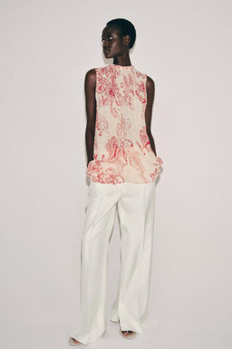 TOP ESTAMPADO ZW COLLECTION / Crudo / Rojo - Zara фото 2