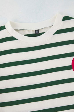 Bordo %100 Pamuk Unisex Cizgili Bask?l? Oversize Kal?p K?sa Kol Orme T-Shirt TKDSS25TS00037 - Trendyolmilla фото 3