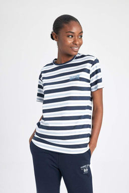 DeFactoFit Стандартная посадка, полосатая футболка с короткими рукавами для спортсменов с круглым вырезом  фото 5