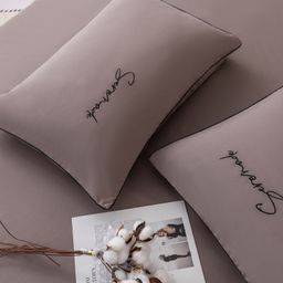 Комплект постельного белья Однотонный Сатин Вышивка CH036 1.5 спальный 70-70 2 шт