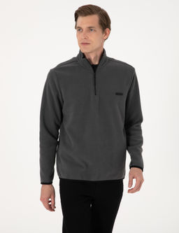 Antrasit Regular Fit Yar_m Fermuarl_ Polar Sweatshirt - Pierre cardin фото 3