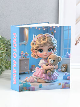 Фотоальбом на 80 фото 10х15 см "Малышка в розовом платье, с мишкой" в коробке 5х19х22,8 см   1096272