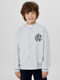 Толстовка для мальчика серая с печатью