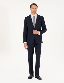 Lacivert Slim Fit Tak_m Elbise