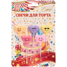 Цена за 2 шт. Свечи для торта "Эмоции" 5 шт, 2*3 см, микс