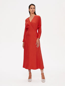 Платье с V-образным вырезом 422.050095/Красный