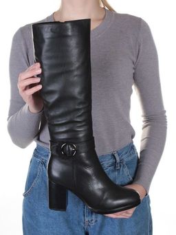 02-K56-D1 BLACK Сапоги зимние женские (натуральная кожа, натуральный мех (еврозима)) - Фабричный китай фото 2