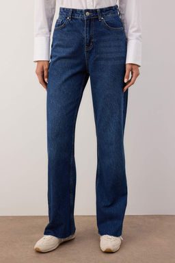 Koyu Mavi Yuksek Bel Wide Leg Jeans TWOAW26JE00286 - Trendyolmilla фото 4