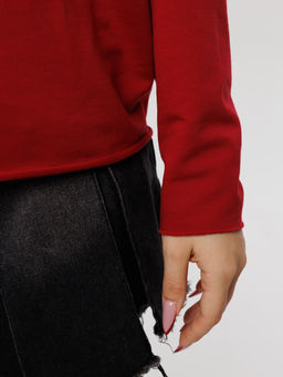 Женский лонгслив из футера 2-х нитки бордовый ВК-25 (15)