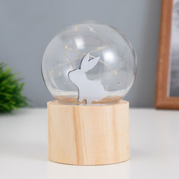 Фигурка светящаяся RISALUX Заяц, LED-ночник, 3хAG10, шар-8 см, 6.5?6.5?11.5 см