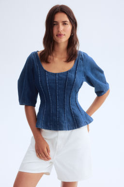 Blusa denim con peplum - H&m фото 3