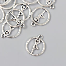 Цена за 20 шт. Металлический элемент, декоративная подвеска Арт Узор. Гимнастика, серебро, 1.91.6 см