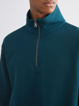 Fermuarl? Dik Yaka Erkek Kal?n Sweatshirt