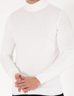 Ekru Slim Fit Yar_m Bal_k__ Yaka Basic Triko Kazak - Pierre cardin фото 6