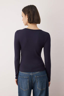 Ekru Fitted/Vucuda Oturan Bisiklet Yaka Dugmeli Orme Bluz TWOAW26BZ00140 - Trendyolmilla фото 8