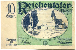 Банкнота 10 геллеров 1920 года Австрия  Рейхенталь (нотгельд)