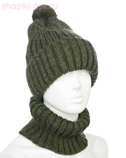 001223 F 1A Питео B Комплект женский флис (колпак+снуд) (56-58)