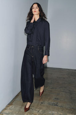 ZW COLLECTION ANKLE BALLOON MID-WAIST JEANS - Zara фото 4