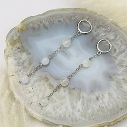 Серьги длинные с Лунным камнем