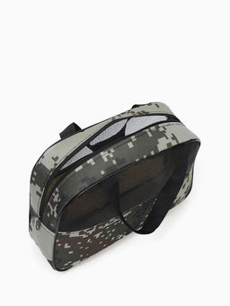 Косметичка-сумка на молнии, с сеткой, с принтом, пиксели/зелёная