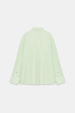CAMISA GASA OVERSIZE BOLSILLO / Blanco / Verde