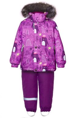 Зимний раздельный комбинезон для девочки FRANKY Сиреневый (пингвины)