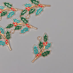 Цена за 5 шт. Декор для творчества металл, эмаль «Ветка рябины», 3.3×1.9 см