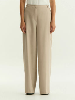 Брюки широкого кроя в полоску, D487/ginger - Emka фото 4