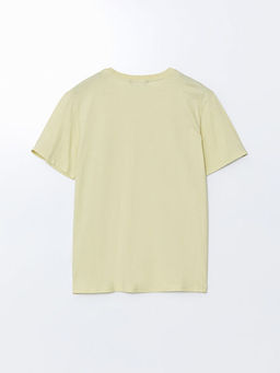 Bisiklet Yaka K?sa Kollu Bask?l? Penye Erkek Ti??rt