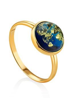 Лаконичное кольцо Сорбонна с ярко-синим янтарём - Амберхолл фото 2