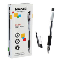 Цена за 12 шт. Ручка гелевая DENISE, пулевидный пишущий узел 0.5 мм, чернила чёрные, с резиновым упором