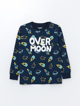 Bisiklet Yaka Bask?l? Uzun Kollu Erkek ?ocuk Pijama Tak?m?