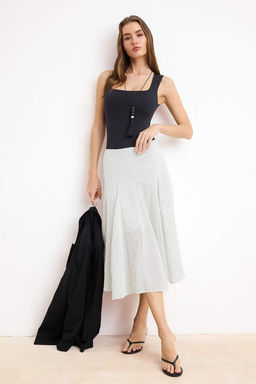 Beyaz Cizgili Astarl? Klos Midi Etek TWOSS26ET00073 - Trendyolmilla фото 2