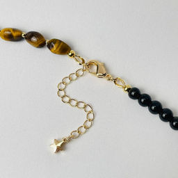 Колье из Тигрового глаза и золотистого Обсидиана 42 см +