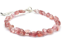 Браслет из кварца клубничного галтовка 5*6мм, 18см