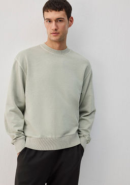 Bisiklet Yaka Gri Basic Sweatshirt