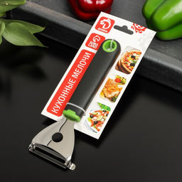 Овощечистка Доляна Lime, 17,5×6 см, цвет чёрно-зелёный