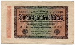 Банкнота 20000 марок 1923 года Германия