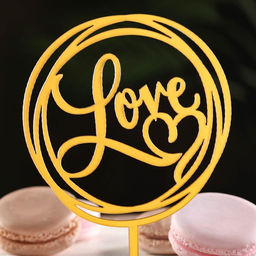 Цена за 5 шт. Топпер для торта Love, золото - Дарим Красиво фото 2