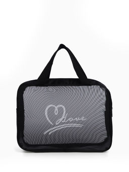 Косметичка-сумка на молнии в сетку, большая, с ручками, с рисунком, серая