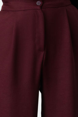 Bordo Straight/Duz Kesim Dokuma Kumas Pantolon TWOAW22PL0321