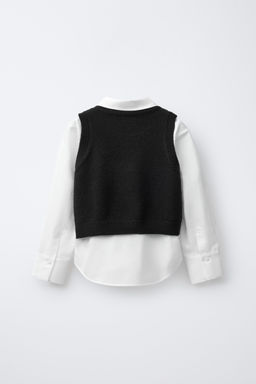 PLAIN SHIRT WITH KNIT WAISTCOAT AND FAUX PEARLS - Zara фото 2